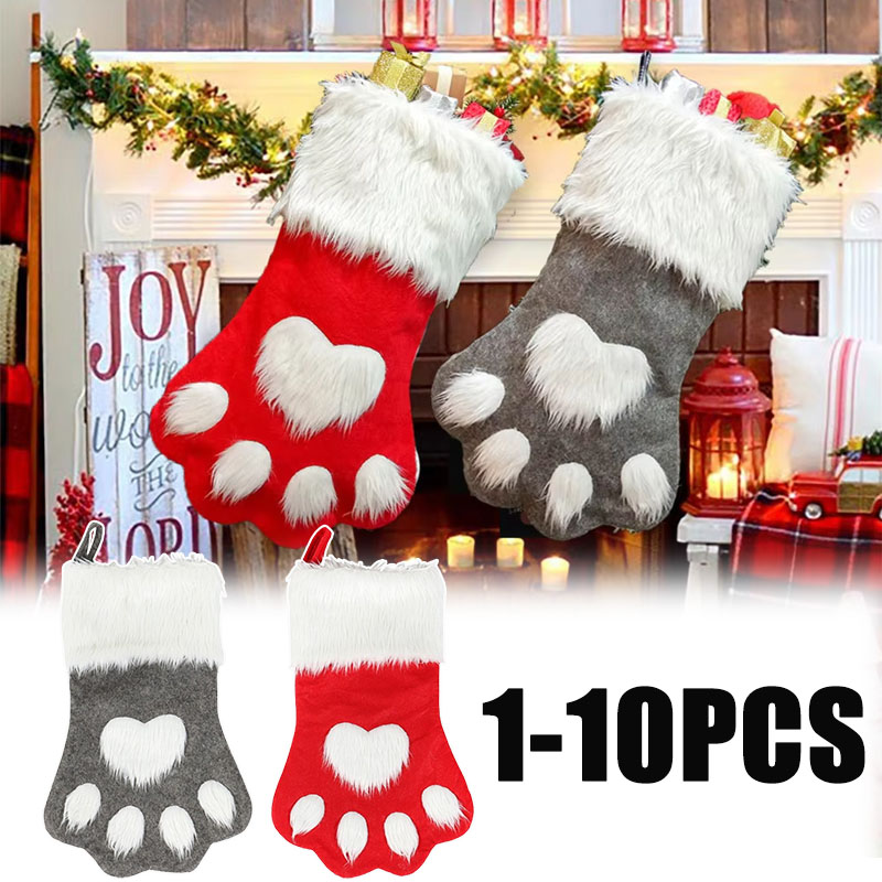 Christmas Stocking Hanging - 1/3/5/10 قطع من أكياس الهدايا الكريسماسية