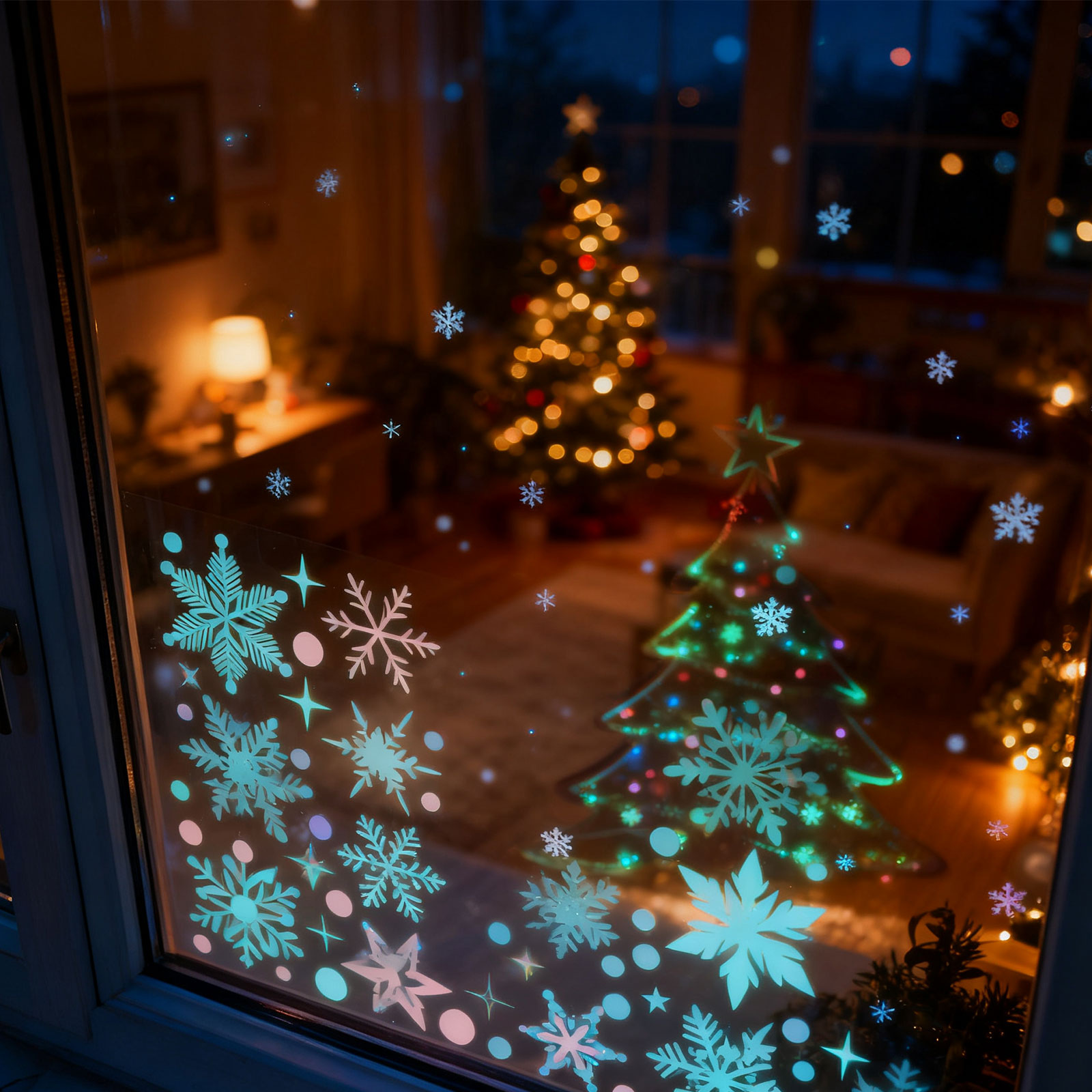 Snowflake Window Decal - 3 أوراق ملصقات نوافذ عيد الميلاد