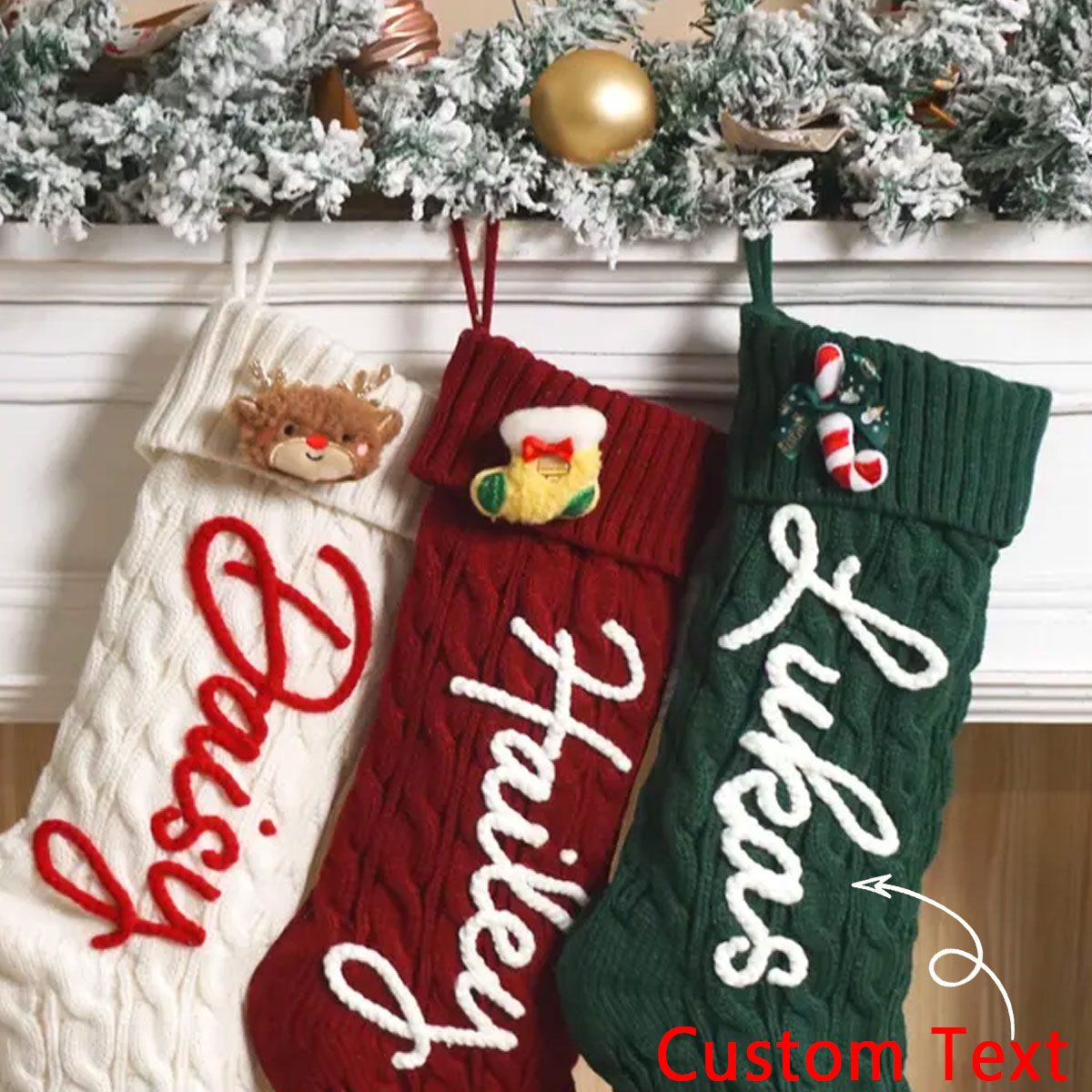 Christmas Stocking Hanging - جوارب زينة عيد الميلاد، مزينة برسومات