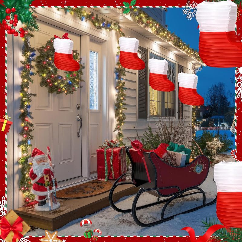 1 قطعة فوانيس ورقية لعيد الميل - مراجعة Christmas Stocking Hanging وسعره