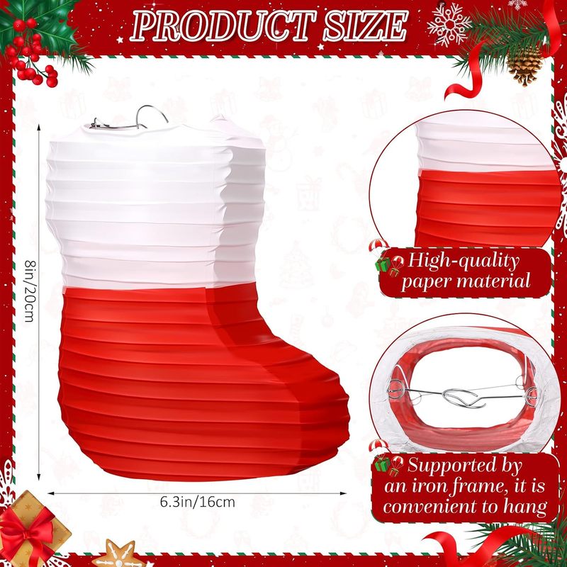 1 قطعة فوانيس ورقية لعيد الميل - مراجعة Christmas Stocking Hanging وسعره