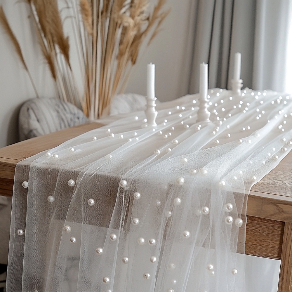 مفرش طاولة من الشيفون اللؤلؤي  - مراجعة Christmas Table Runner وسعره
